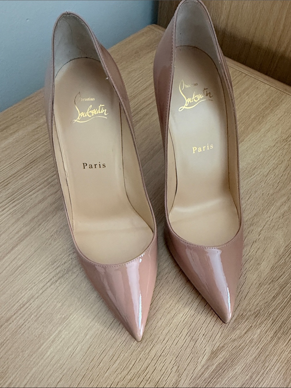 Christian Louboutin Blush Patent Pointed-Toe Pumps